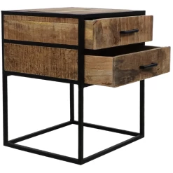 Nachtkastje Mitchell 45x40x55cm Mangohout - Naturel/zwart -Songmics Winkel Ontwerp zonder titel 35 4052