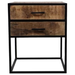 Nachtkastje Mitchell 45x40x55cm Mangohout - Naturel/zwart -Songmics Winkel Ontwerp zonder titel 36 f3e8