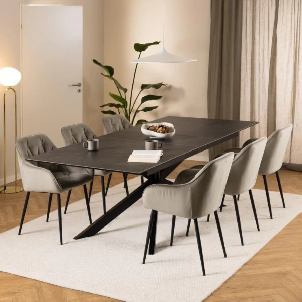 Irwine Rechthoekige Eettafel - Zwart Keramisch Blad, Kruisvoet 3 Irwine Rechthoekige Eettafel - Zwart Keramisch Blad, Kruisvoet