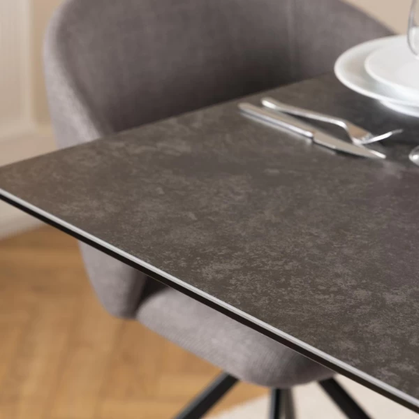 Irwine Rechthoekige Eettafel - Zwart Keramisch Blad, Kruisvoet 7 Irwine Rechthoekige Eettafel - Zwart Keramisch Blad, Kruisvoet - Afbeelding 5