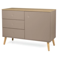 Commode Dot 109 Cm Met 1 Deur En 3 Lades - Eik/taupe -Songmics Winkel Ontwerp zonder titel 57 287e