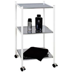 Rek Op Wielen Ayven, 3 Legplanken - Wit/grijs