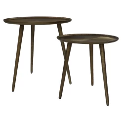 Bijzettafels Flora 50cm En 40cm Set Van 2 Metaal - Goud