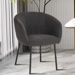 Stoel 'Sevilla' Bouclé Grijs | Metalen Poten H-H 79 X B-L 57 X D-P 62 Cm -Songmics Winkel Ontwerp zonder titel 80 2e8f