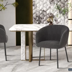 Stoel 'Sevilla' Bouclé Grijs | Metalen Poten H-H 79 X B-L 57 X D-P 62 Cm -Songmics Winkel Ontwerp zonder titel 87 93f1