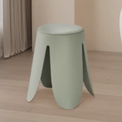 Grijsgroene Astin Kruk | PP Poten En PU Zitting | 46 X 30 X 30 Cm