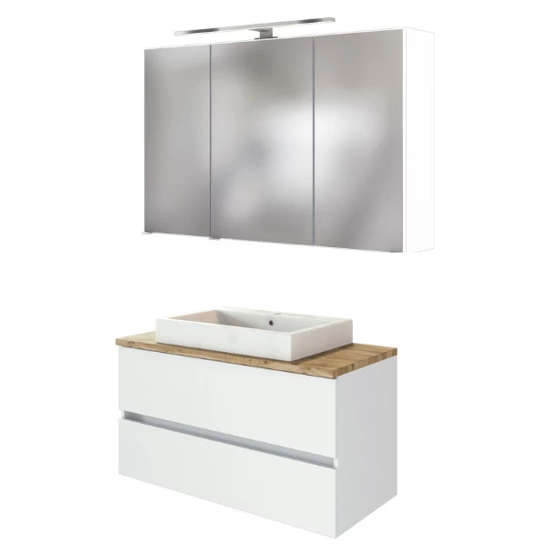 Badkamercombinatie Pisca 1 Wastafelmeubel & Spiegelkast - Wit 9 Badkamercombinatie Pisca 1 Wastafelmeubel & Spiegelkast - Wit - Afbeelding 7