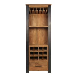 Wijnkast Zaria Met Ruimte Voor 12 Flessen - Teak/zwart