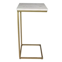 Bijzettafel Chandler 32cm Marmer - Wit/goud