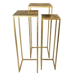 Bijzettafel Fletcher Set Van 3 Metaal - Goud