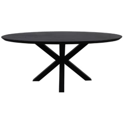 Eettafel Luzern 200x100cm Acaciahout En Metaal - Zwart