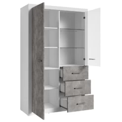 Vitrinekast Alexi Met Ledverlichting - Wit/beton -Songmics Winkel Ontwerp zonder titel 2022 02 23T152003.409 1 0910