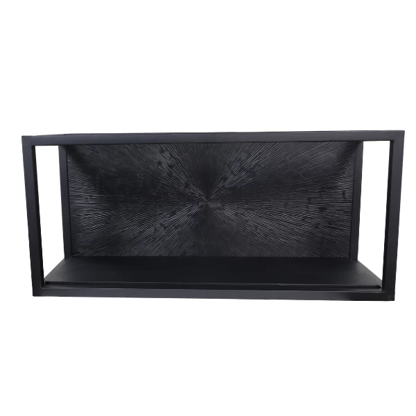 Wandbox Downton | 55 X 25 X 18 Cm | Mangohout En Metaal | Zwart 4 Wandbox Downton | 55 X 25 X 18 Cm | Mangohout En Metaal | Zwart - Afbeelding 2