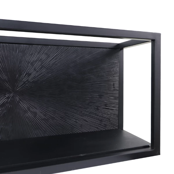 Wandbox Downton | 55 X 25 X 18 Cm | Mangohout En Metaal | Zwart 5 Wandbox Downton | 55 X 25 X 18 Cm | Mangohout En Metaal | Zwart - Afbeelding 3