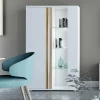 Vitrinekast Tannee 110x45x180cm 2 Deuren - Wit/eik