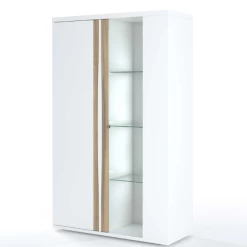 Vitrinekast Tannee 110x45x180cm 2 Deuren - Wit/eik -Songmics Winkel Ontwerp zonder titel 2022 06 01T091317.384 9006