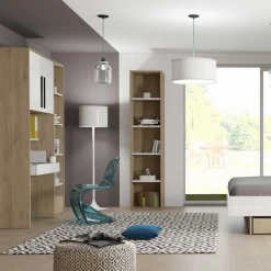 Boekenkast Moloko 100x52x216 Met Bureau - Hoogglans Wit/eik -Songmics Winkel Ontwerp zonder titel 2022 06 02T093746.090 b1db