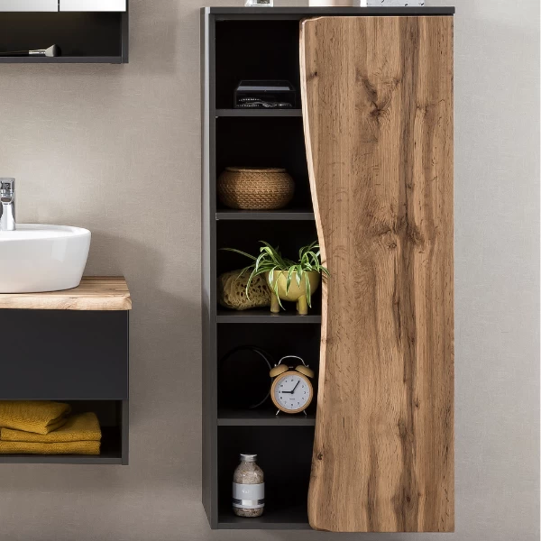 Kolomkast Karan 60cm 1 Deur - Eik/antraciet 3 Kolomkast Karan 60cm 1 Deur - Eik/antraciet