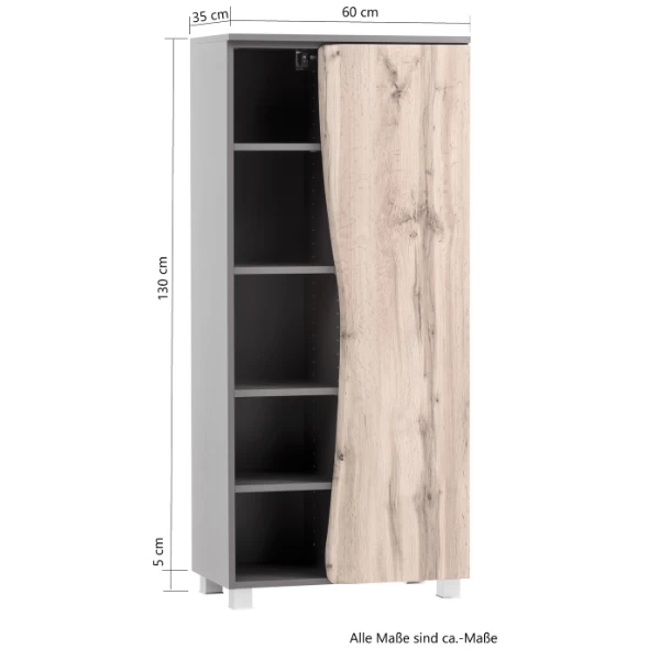 Kolomkast Karan 60cm 1 Deur - Eik/antraciet 5 Kolomkast Karan 60cm 1 Deur - Eik/antraciet - Afbeelding 3