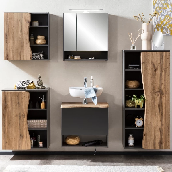 Kolomkast Karan 60cm 1 Deur - Eik/antraciet 6 Kolomkast Karan 60cm 1 Deur - Eik/antraciet - Afbeelding 4