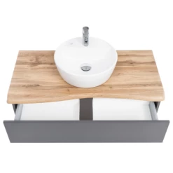 Wastafelmeubel Karan 101cm Met Wastafel En 1 Lade - Antraciet/eik -Songmics Winkel Ontwerp zonder titel 2022 06 22T094114.550 5790