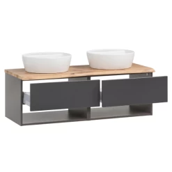 Wastafelmeubel Karan 121cm Met Twee Wastafels En 2 Lades - Antraciet/eik -Songmics Winkel Ontwerp zonder titel 2022 06 22T095131.569 330b