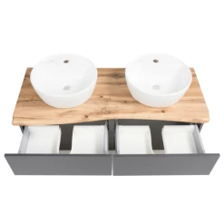 Wastafelmeubel Karan 121cm Met Twee Wastafels En 2 Lades - Antraciet/eik -Songmics Winkel Ontwerp zonder titel 2022 06 22T095617.492 8653