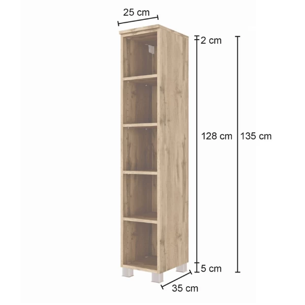 Open Kast Karan 30x35x130cm - Eik 5 Open Kast Karan 30x35x130cm - Eik - Afbeelding 3