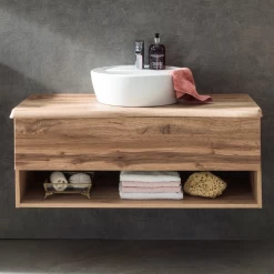 Wastafelmeubel Karan 101cm Met Wastafel En 1 Lade - Eik