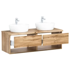 Wastafelmeubel Karan 121cm Met Twee Wastafels En 2 Lades - Eik -Songmics Winkel Ontwerp zonder titel 2022 06 23T160331.042 4389