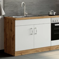 Gootsteenkast Sorrella 100cm 2 Deuren - Wit/eik