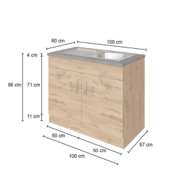 Gootsteenkast Sorrella 100cm 2 Deuren - Wit/eik -Songmics Winkel Ontwerp zonder titel 2022 06 30T154438.292 8776