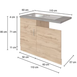 Gootsteenkast Sorrella 110cm Voor Vaatwasser 1 Deur - Eik/beton -Songmics Winkel Ontwerp zonder titel 2022 06 30T160748.984 ae21