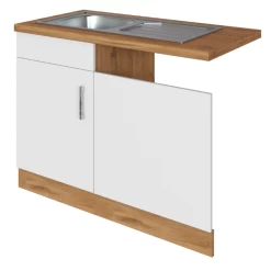 Gootsteenkast Sorrella 110cm Voor Vaatwasser 1 Deur - Wit/eik -Songmics Winkel Ontwerp zonder titel 2022 06 30T162329.732 9724