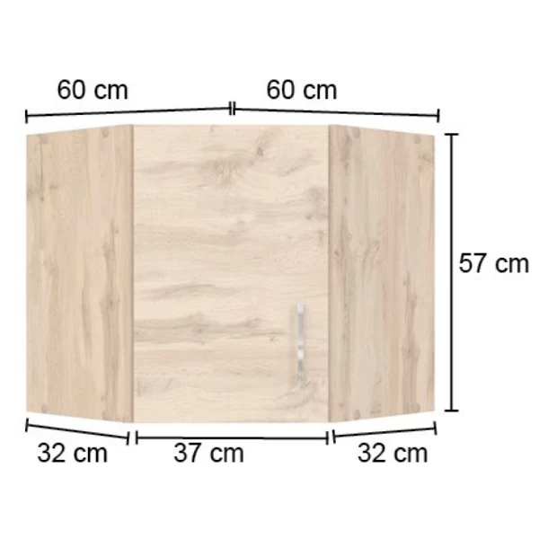 Hoekkast Sorrella 60cm 1 Deur - Antraciet/eik 4 Hoekkast Sorrella 60cm 1 Deur - Antraciet/eik - Afbeelding 2