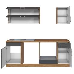 Kitchenette Sorrella 210cm Met Ruimte Voor Vaatwas En Oven - Antraciet/eik -Songmics Winkel Ontwerp zonder titel 2022 07 06T161121.779 76de