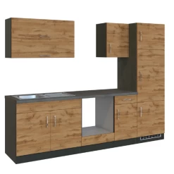Kitchenette Sorrella 270cm Met Ruimte Voor Oven En Koelkast - Eik/grafiet -Songmics Winkel Ontwerp zonder titel 2022 07 07T143532.929 90f9