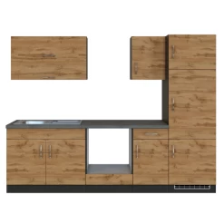 Kitchenette Sorrella 270cm Met Ruimte Voor Oven En Koelkast - Eik/grafiet -Songmics Winkel Ontwerp zonder titel 2022 07 07T143605.606 99f3