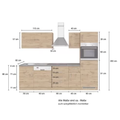 Kitchenette Sorrella 270cm Met Ruimte Voor Vaatwas, Oven En Koelkast - Eik/grafiet -Songmics Winkel Ontwerp zonder titel 2022 07 07T165554.818 f726