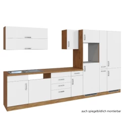 Keukenblok Sorrella 360cm Met Ruimte Voor Vaatwas, Oven, Koelkast En Diepvries - Wit/eik -Songmics Winkel Ontwerp zonder titel 2022 07 11T145933.506 0c79