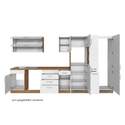 Keukenblok Sorrella 360cm Met Ruimte Voor Vaatwas, Oven, Koelkast En Diepvries - Wit/eik -Songmics Winkel Ontwerp zonder titel 2022 07 11T150034.009 f669
