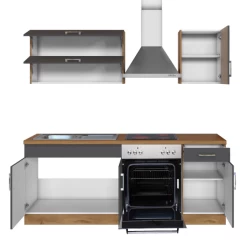 Kitchenette Sorrella 210cm Met Inbouwoven - Antraciet/eik -Songmics Winkel Ontwerp zonder titel 2022 07 11T154142.606 6249