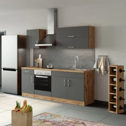 Kitchenette Sorrella 210cm Met Inbouwoven - Antraciet/eik -Songmics Winkel Ontwerp zonder titel 2022 07 11T154533.894 5bdf