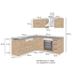 Kitchenette L-vorm Sorrella 210cm Met Ruimte Voor Oven En Vaatwas - Wit/eik -Songmics Winkel Ontwerp zonder titel 2022 07 14T081555.578 4c4b