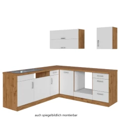 Kitchenette L-vorm Sorrella 210cm Met Ruimte Voor Oven En Vaatwas - Wit/eik -Songmics Winkel Ontwerp zonder titel 2022 07 14T082058.703 af6b