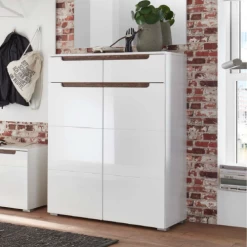 Schoenenkast Nuro 2 Deuren 2 Lades - Hoogglans Wit