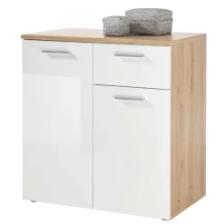 Commode Lobi 2 Deuren 1 Lade - Glanzend Wit/hout
