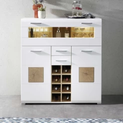 Barmeubel Felice 3 Deuren, 2 Lades & Ruimte Voor 8 Flessen - Wit