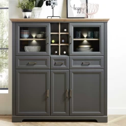 Buffetkast Samine 3 Lades, 5 Deuren & 6 Vakken - Grafiet/eik