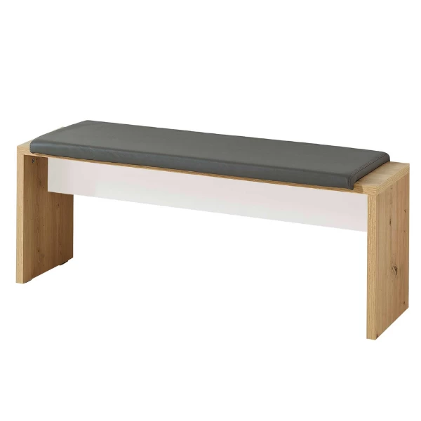 Eetkamerbank Lorna 130cm - Eik/antraciet/wit 4 Eetkamerbank Lorna 130cm - Eik/antraciet/wit - Afbeelding 2